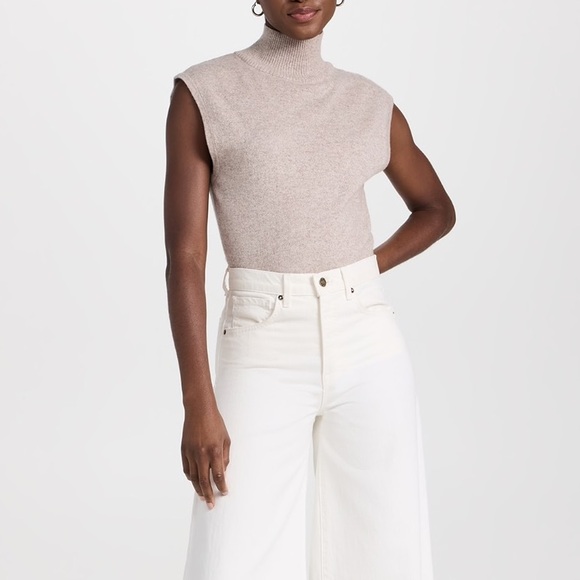 Reformation - Arco Cashmere Sleeveless Turtleneck Sweater in Barley, XS - Picture 10 of 10